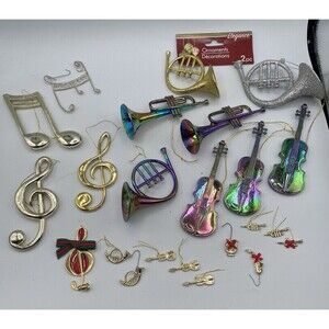 Lot Of  Plastic Musical Instrument Music Notes Christmas Holiday Ornaments